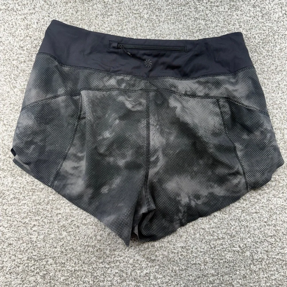 Women's Athleta Run With It Lined Black Gray‎ Athletic Running Shorts Size S